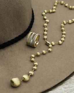 Marco Bicego Africa Yellow Gold Satin Bead & Diamond Lariat Necklace 2