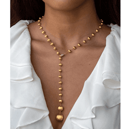 Marco Bicego Africa Yellow Gold Satin Bead & Diamond Lariat Necklace 1