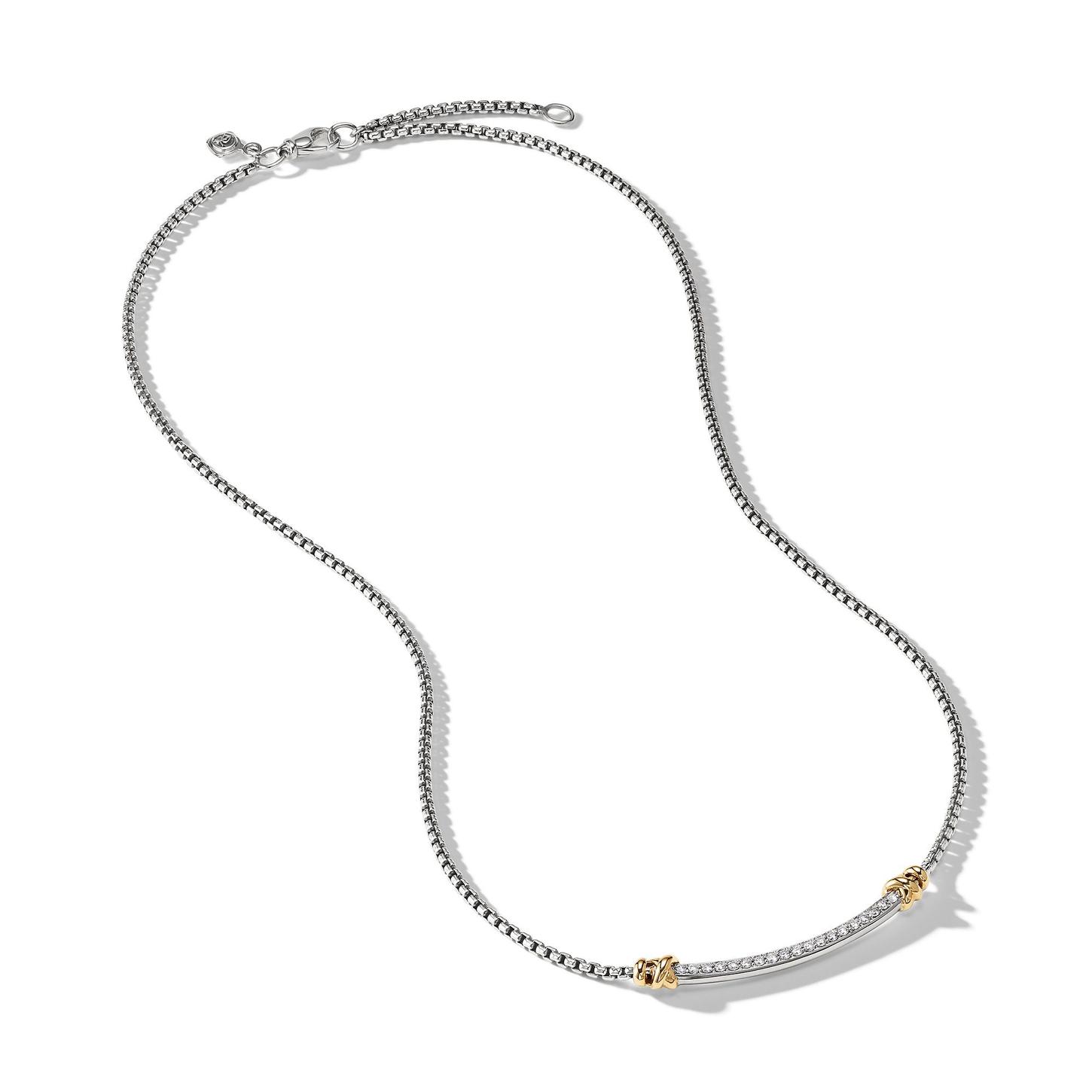 David Yurman | Petite Helena Station Necklace with 18K Yellow Gold and Diamonds | Open View
