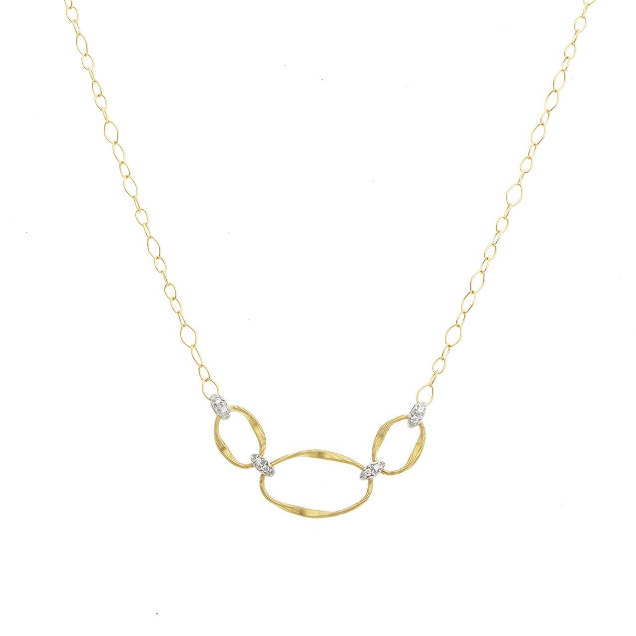Marco Bicego Marrakech Onde Yellow Gold & Diamond Twisted Oval Link Necklace 0