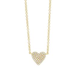 Yellow Gold & Diamond 7mm Heart Pendant Necklace 0
