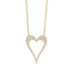 Yellow Gold 0.14 CTW Diamond Open Heart Pendant Necklace 0