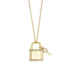 Yellow Gold and Diamond Lock and Key Necklace 0