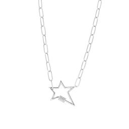 Sterling Silver Paperclip Link Star Necklace 0