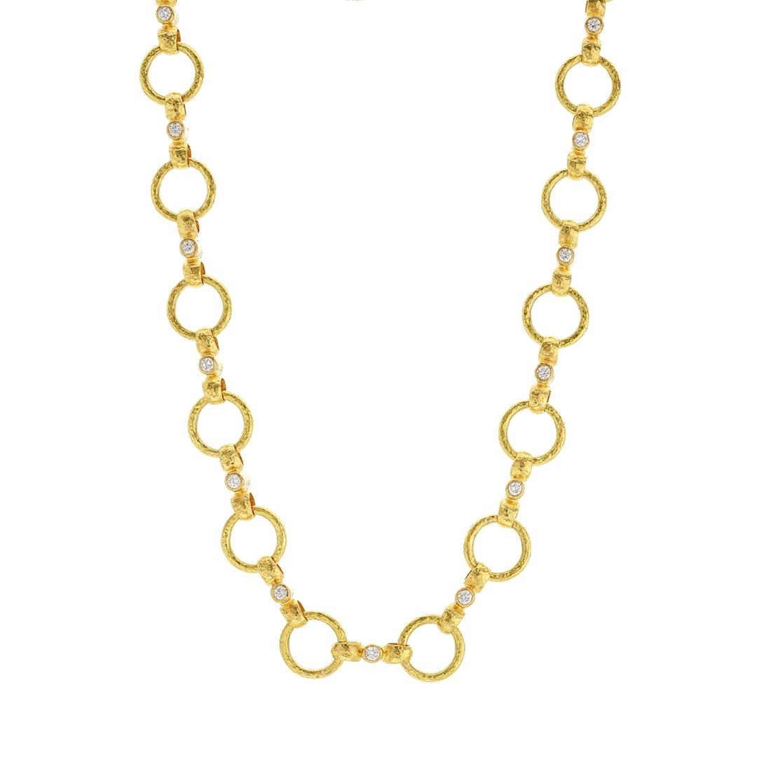 Elizabeth Locke Yellow Gold & Diamond Celtic Link Necklace 0