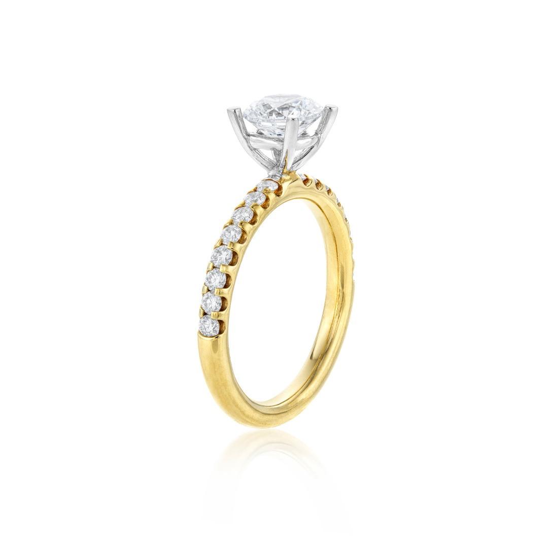 Yellow Gold Semi-Mount Diamond Comfort Fit Engagement Ring 1