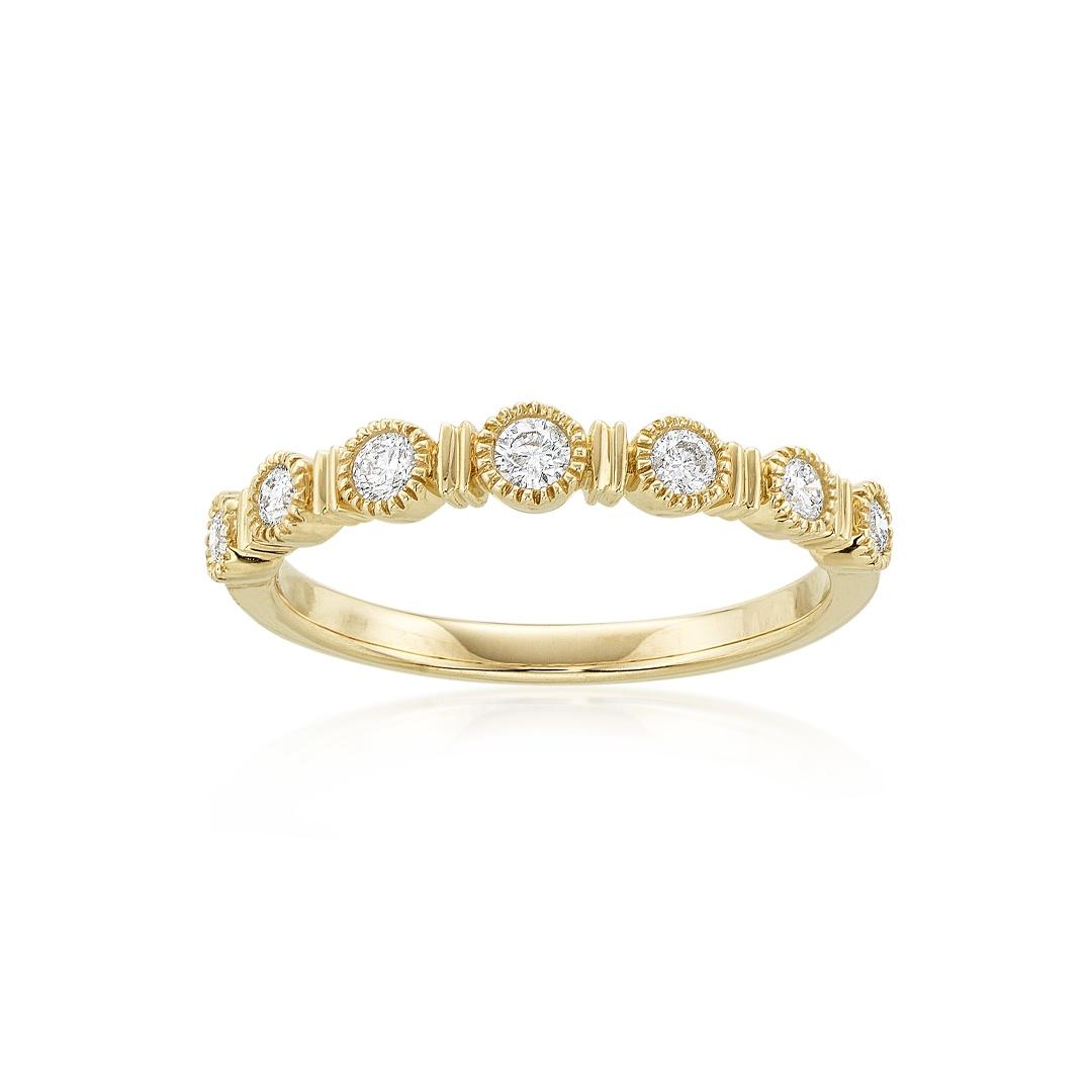 Yellow Gold Stacking Ring with Round Diamonds 0