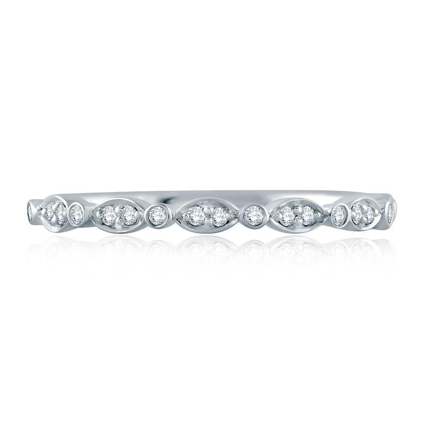 A. Jaffe Marquise and Round Shape Diamond Stackable Half Circle Band
