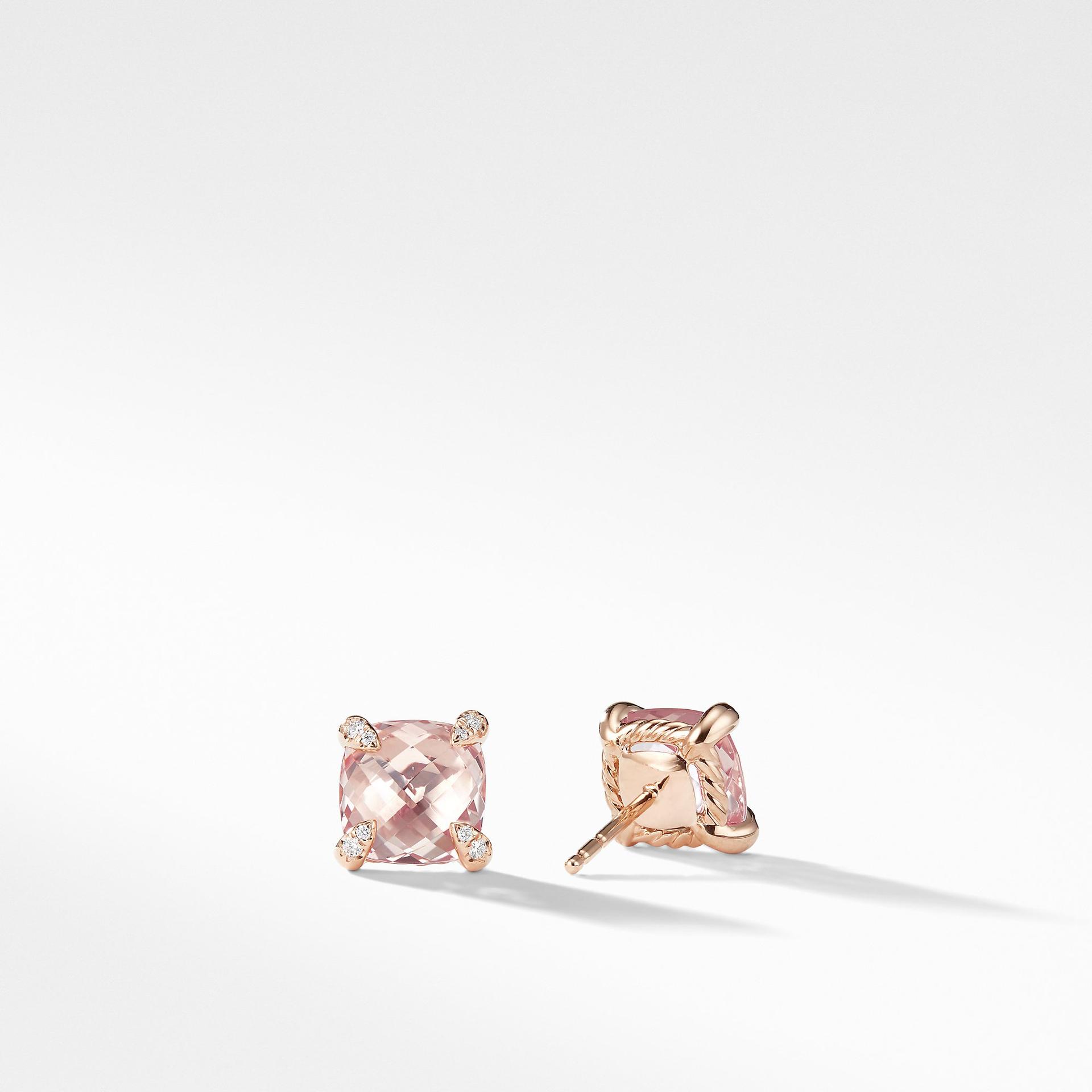 David Yurman Chatelaine Stud Earrings with Morganite and Diamonds in 18K Rose Gold 1