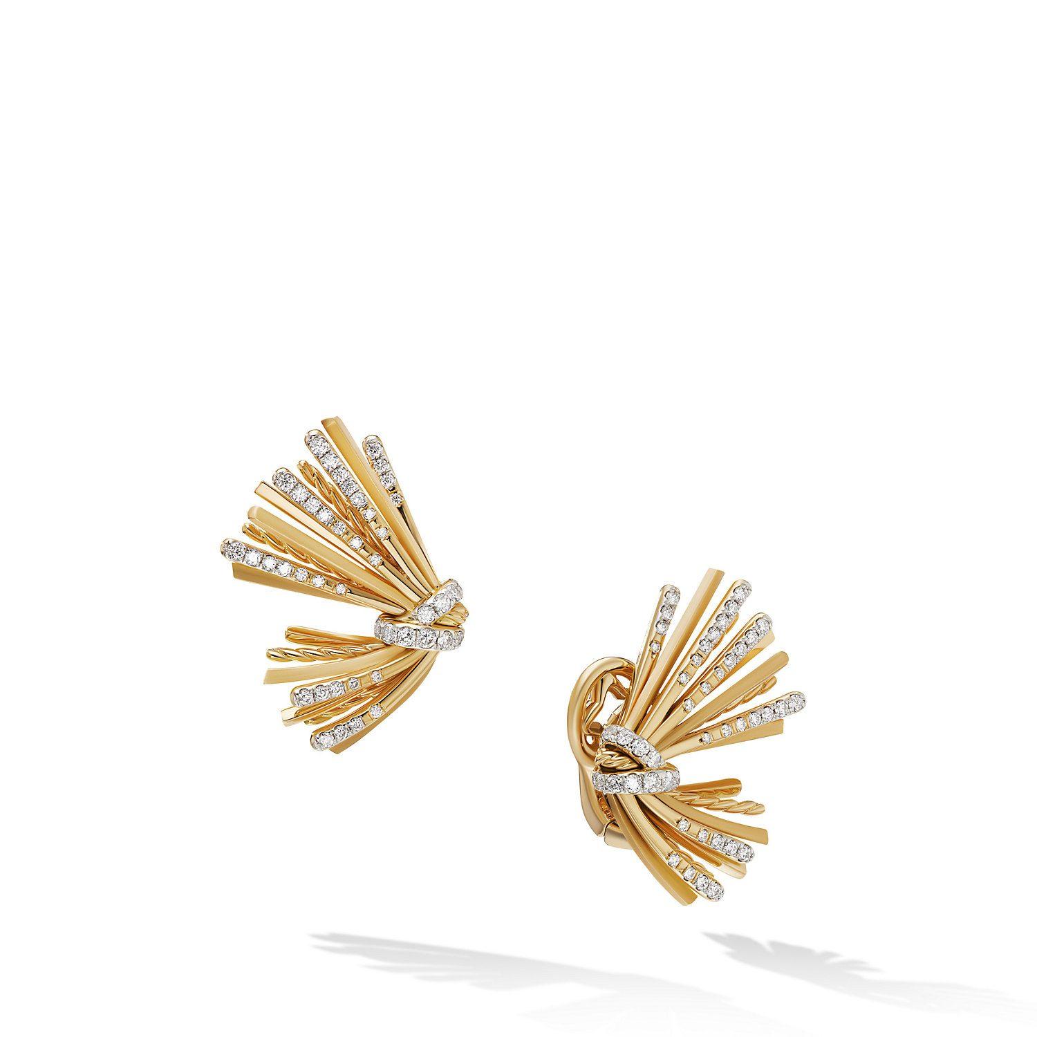 David Yurman Angelika Flair Drop Earrings in 18K Yellow Gold with Pave Diamonds 1