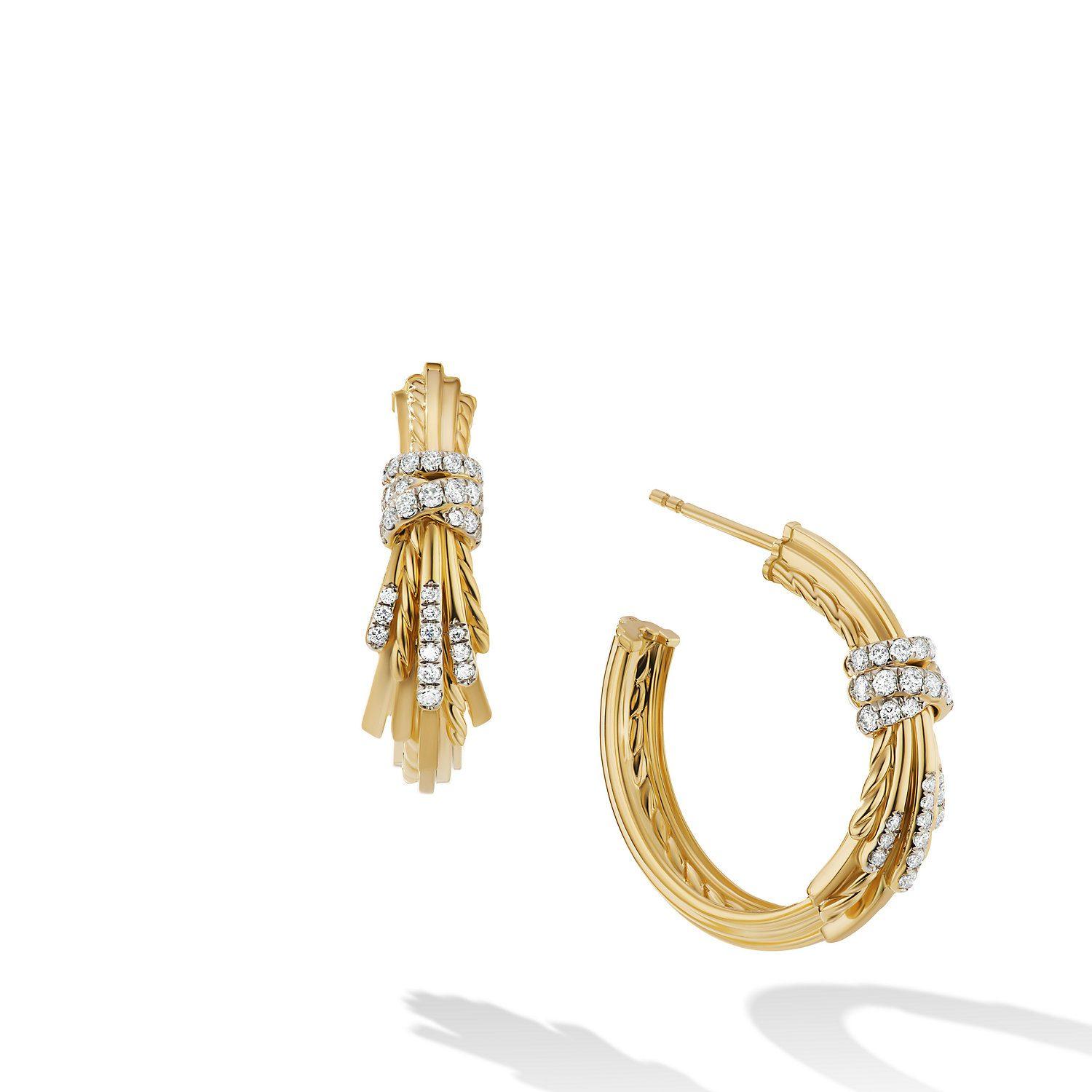 David Yurman Angelika 27mm Hoop Earrings in 18K Yellow Gold with Pave Diamonds 1
