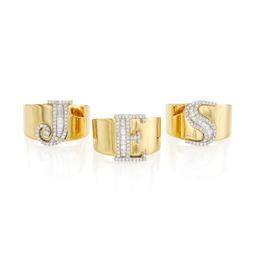 Yellow Gold Ring with Diamond Initial 0