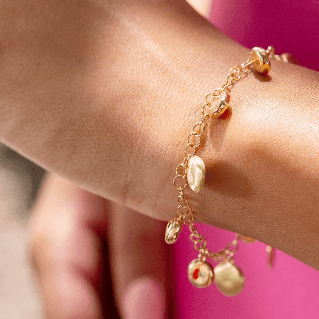 Marco Bicego Jaipur Collection 18K Yellow Gold Engraved and Polished Charm Bracelet