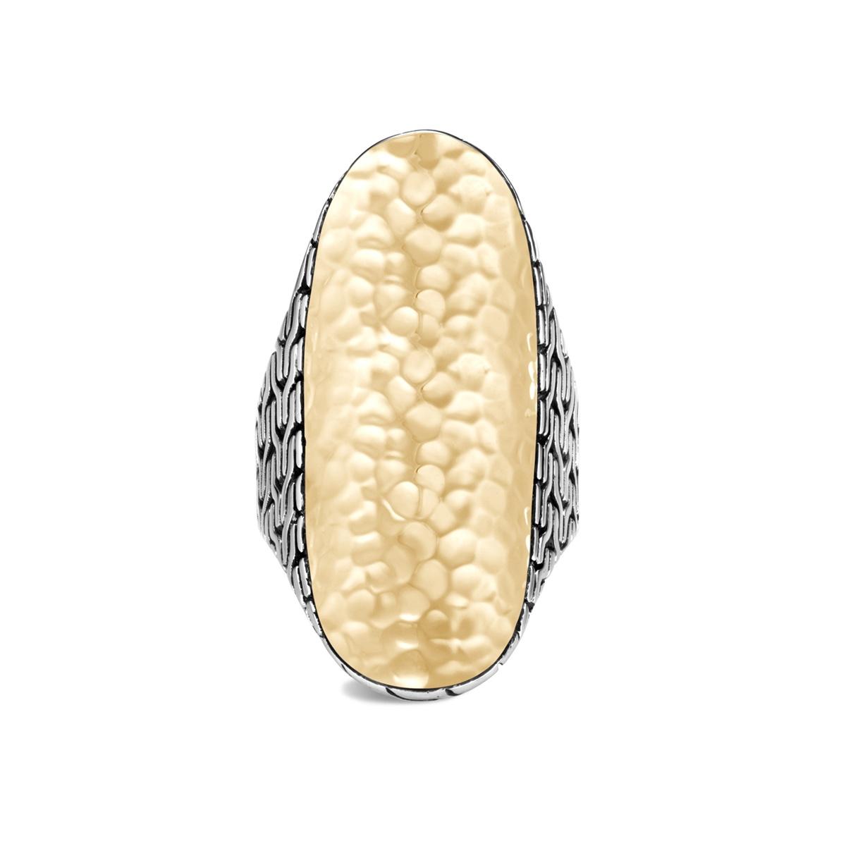 John Hardy Classic Chain Saddle Ring in Silver and Hammered 18 Karat Gold 0