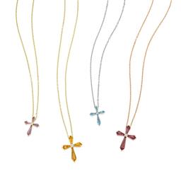 Charles Krypell Blue Topaz and Diamond Cross Necklace 0