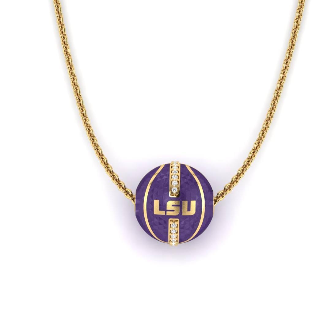 LSU Basketball Necklace with Diamonds 0