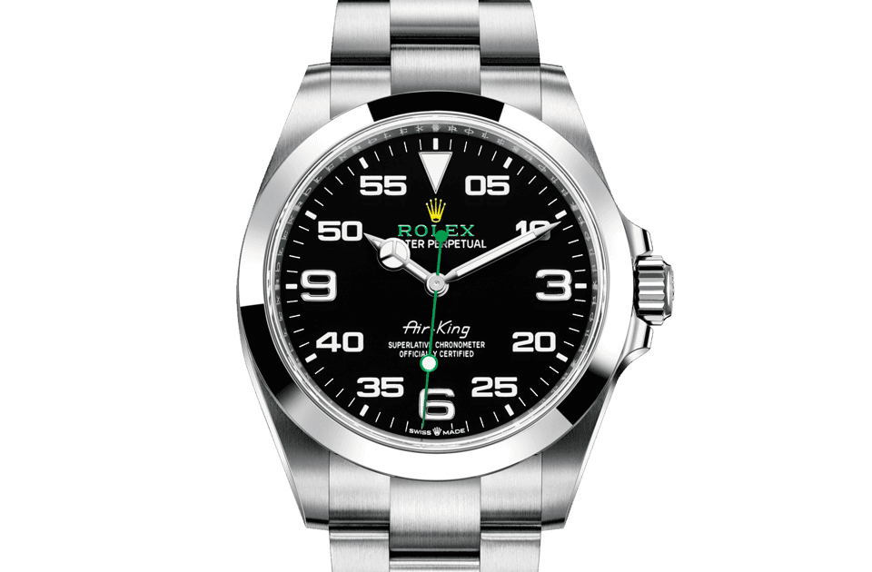 Rolex Air-King, m126900-0001. Available at Lee Michaels Fine Jewelry
