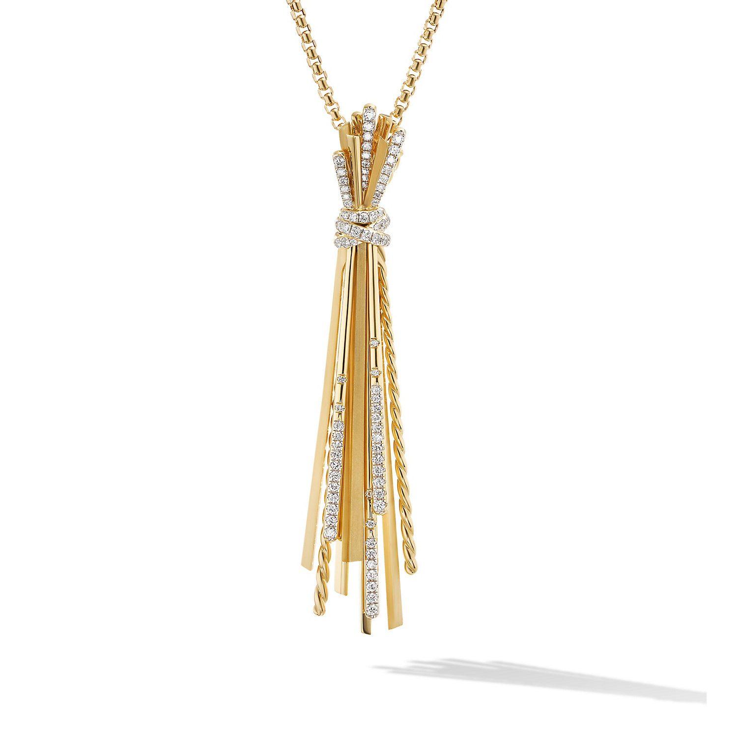 David Yurman Angelika Y Slider Necklace in 18K Yellow Gold with Pave Diamonds 0