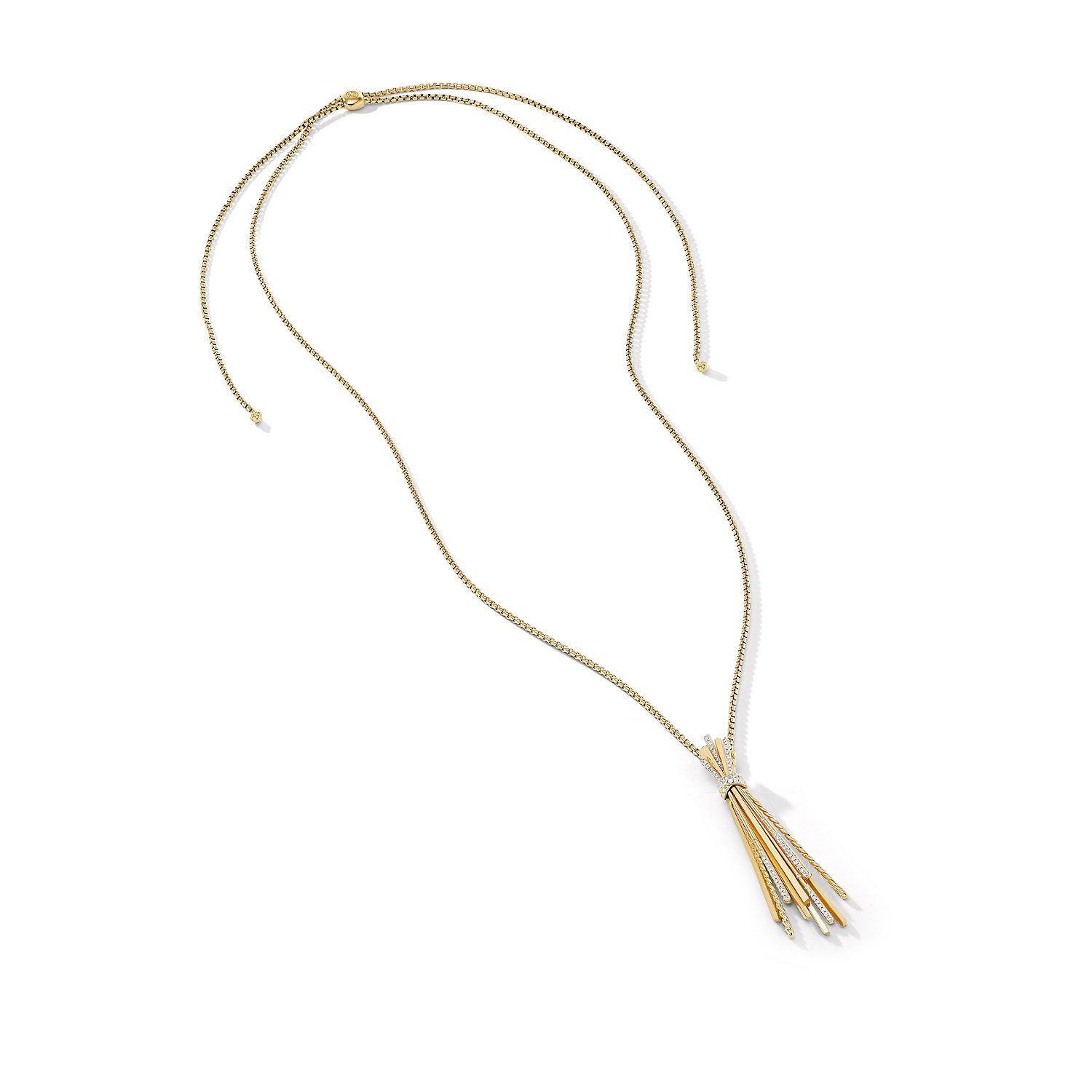 David Yurman Angelika Y Slider Necklace in 18K Yellow Gold with Pave Diamonds 1