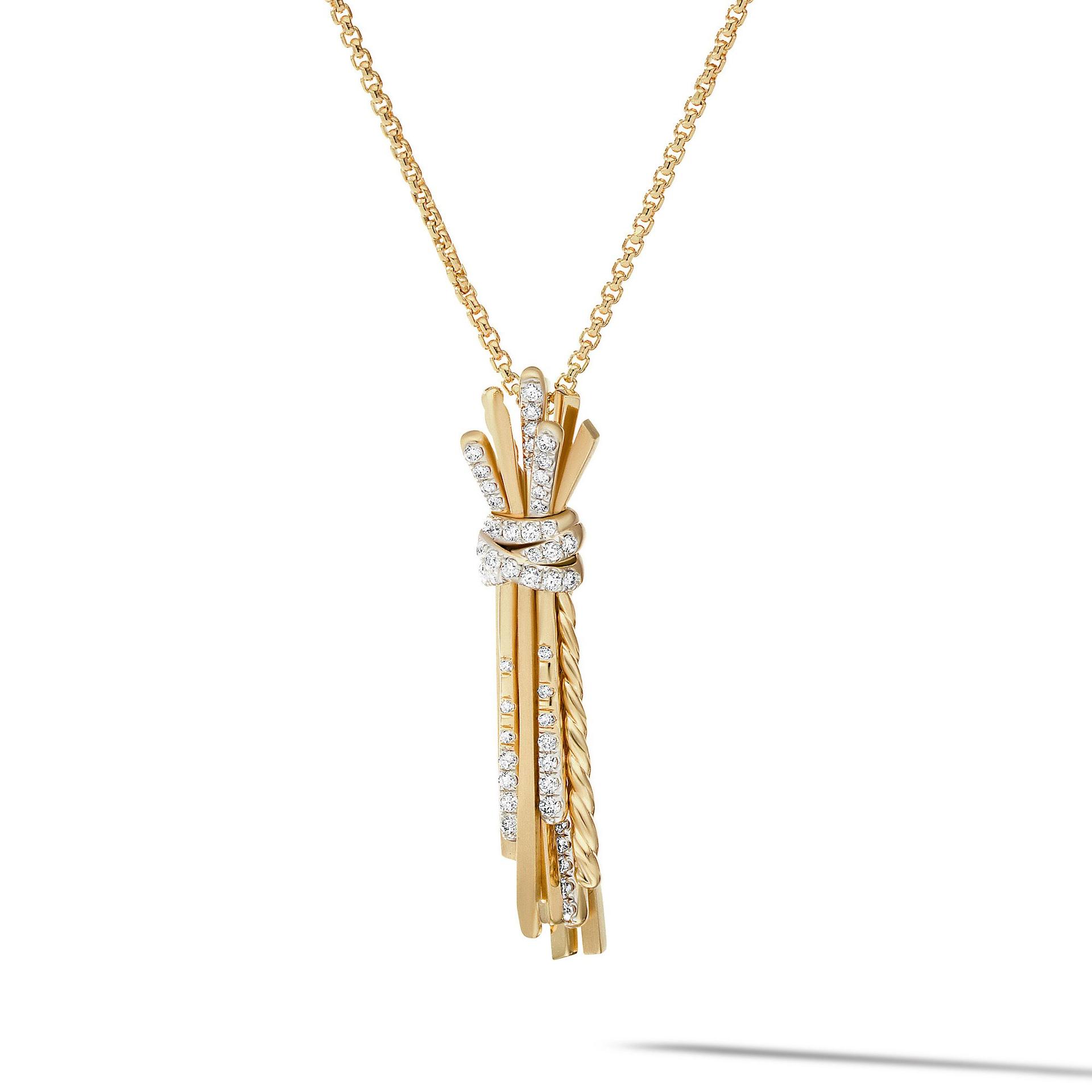 David Yurman Angelika Flair Pendant Necklace in 18K Yellow Gold with Pave Diamonds 1