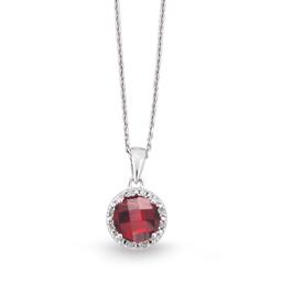 Sterling Silver Gemstone and Diamond Pendant Necklace 0