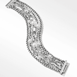 David Yurman DY Madison Pearl Multi Row Chain Bracelet in Sterling Silver 1