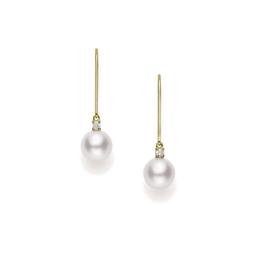 Mikimoto 7mm Akoya Pearl and Pave Diamond Drop Earrings 0