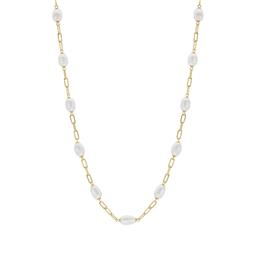 Paperclip Link and Freshwater Pearl Necklace 0