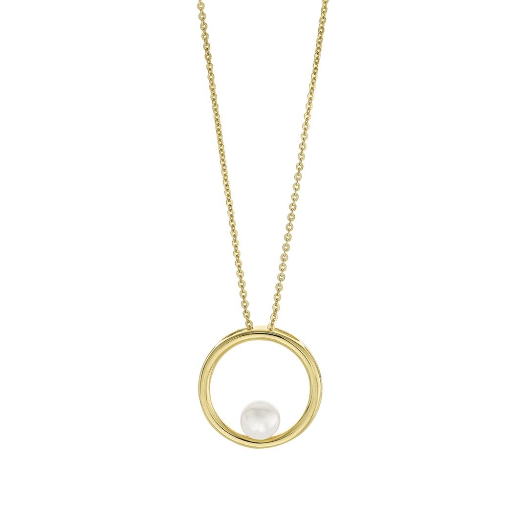 Freshwater Pearl Open Circle Pendant Necklace 0