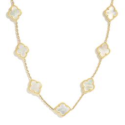 Charles Krypell Yellow Gold Mother Of Pearl Clover Station Necklace 0