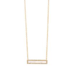 Yellow Gold Mother Of Pearl & Diamond Bar Necklace 0