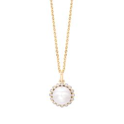 8mm Pearl & Diamond Pendant Necklace 0
