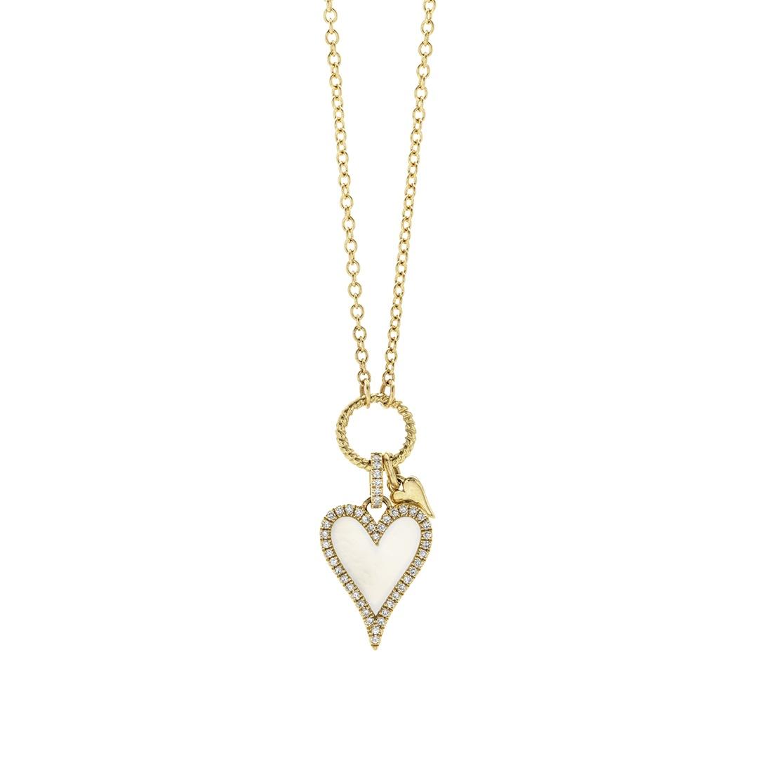 Mother of Pearl Heart Yellow Gold Necklace