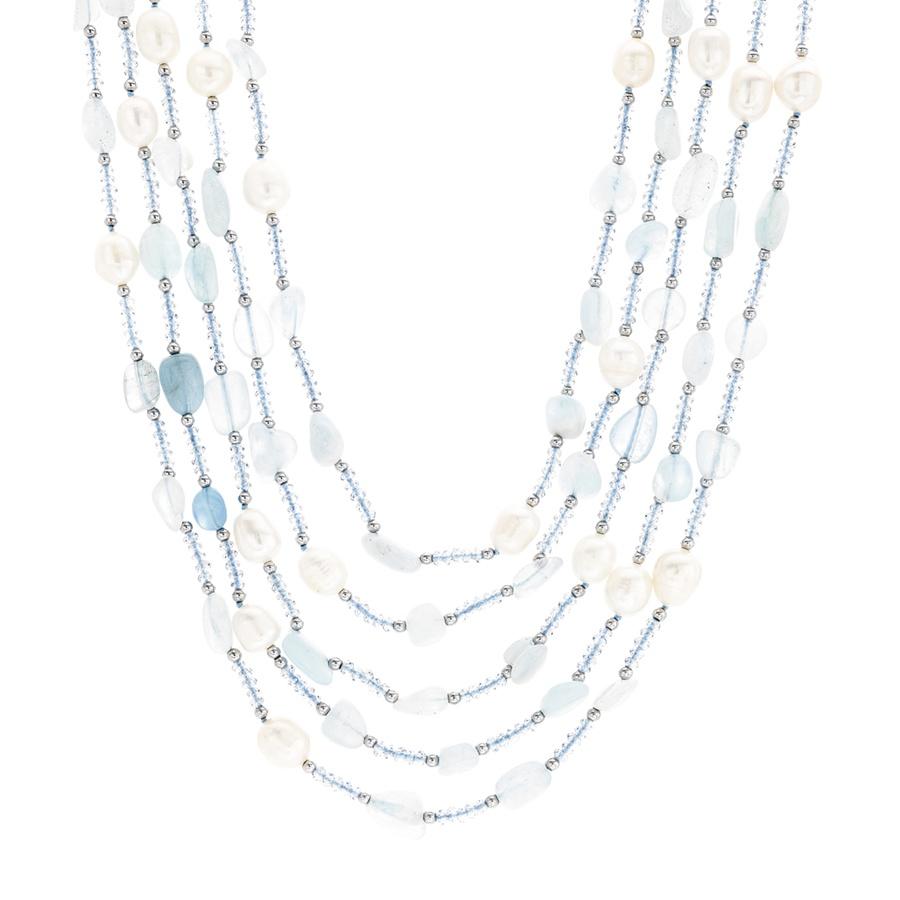 5-Strand Gemstone and Pearl Layered Necklace 0