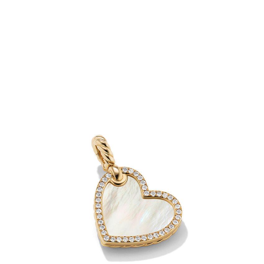 David Yurman DY Elements Heart Amulet in 18K Yellow Gold with Mother of Pearl and Pave Diamonds 1
