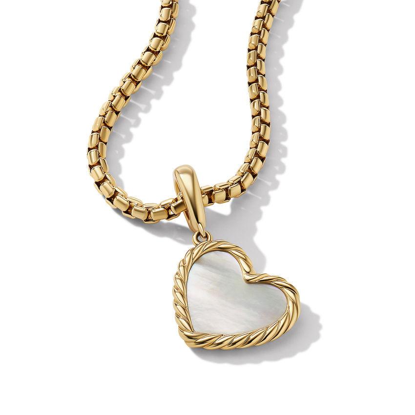 David Yurman DY Elements Heart Amulet in 18K Yellow Gold with Mother of Pearl 1