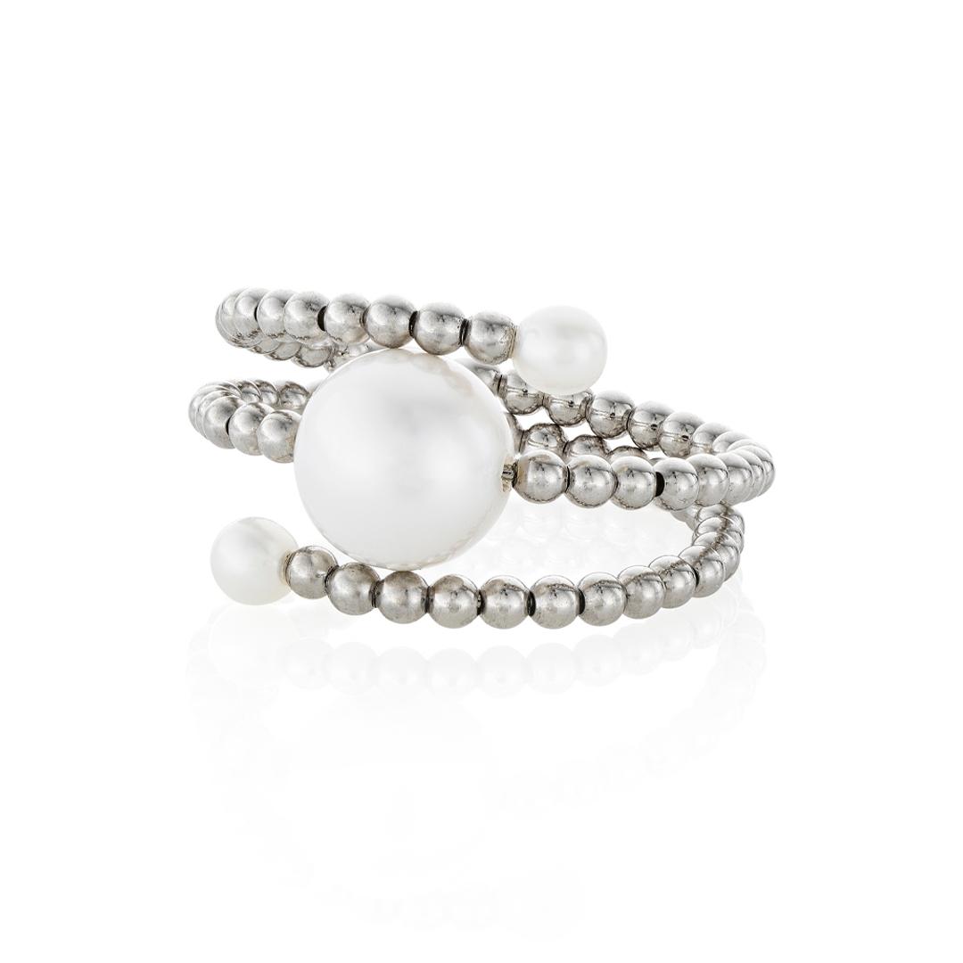 Beaded Wrap Ring with Pearl 0