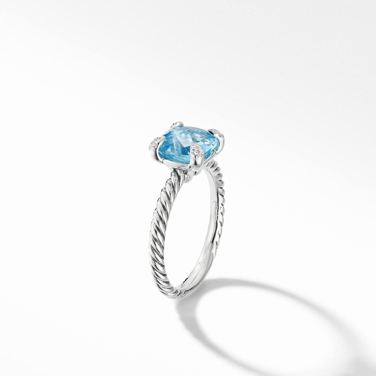David Yurman Chatelaine Ring with Blue Topaz and Diamonds 2