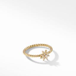 David Yurman Petite Starburst Station Ring in 18K Yellow Gold with Diamonds, size 6 0