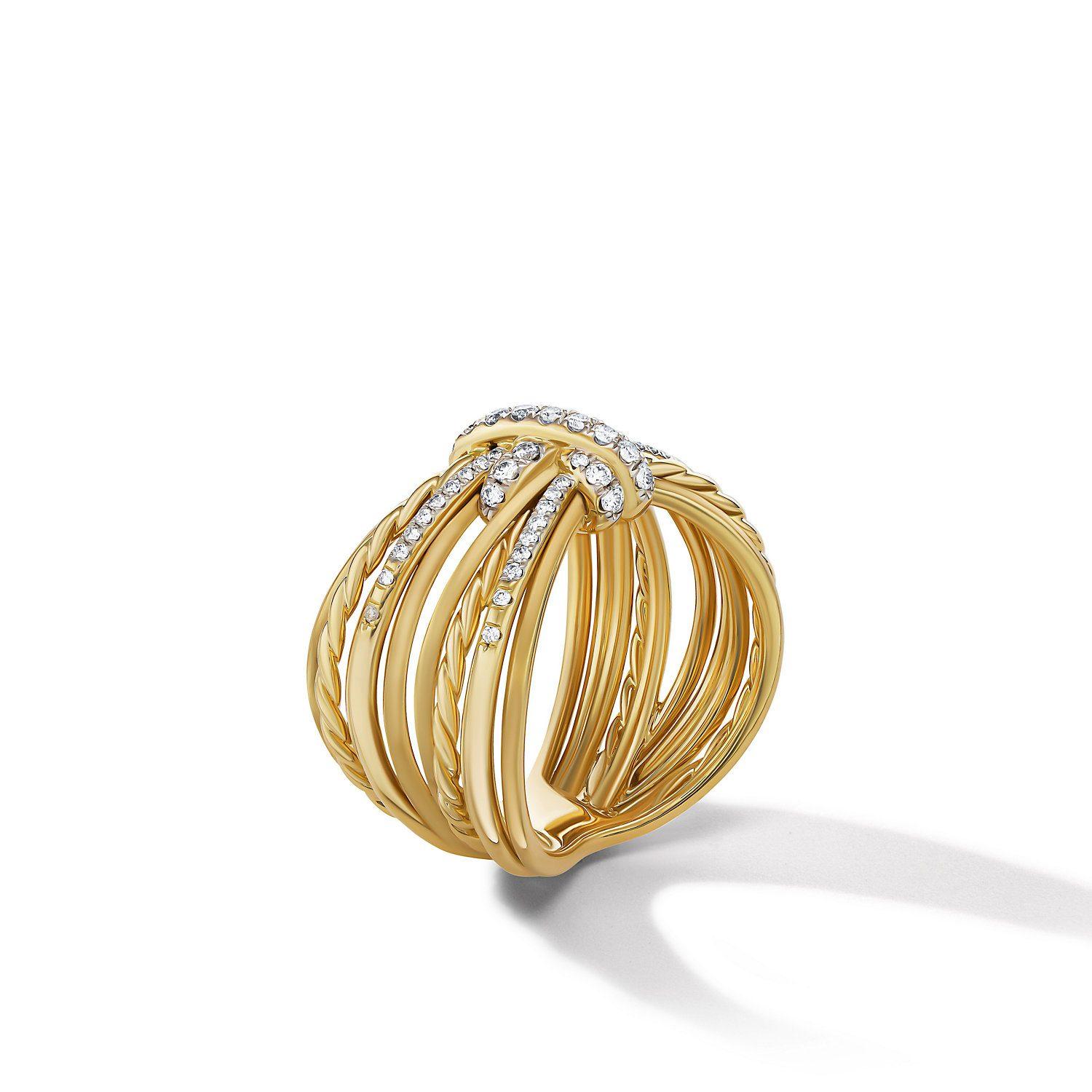 David Yurman Angelika Maltese Ring in 18K Yellow Gold with Pave Diamonds 3