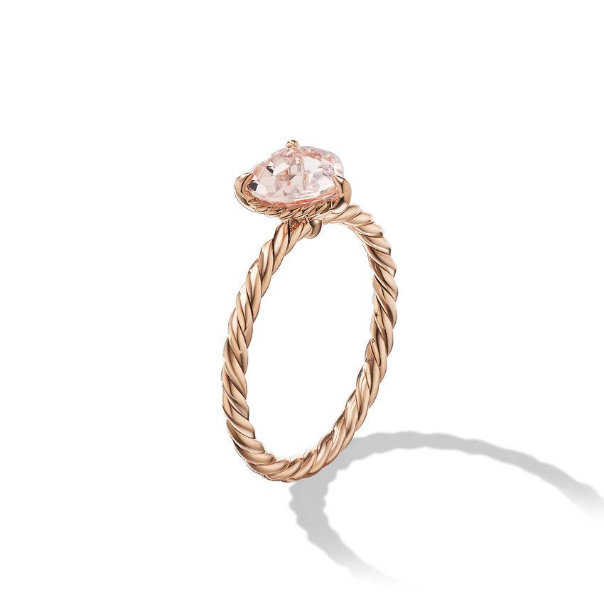 David Yurman Chatelaine Heart Ring in 18k Rose Gold with Morganite, size 6 2
