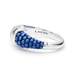 Lagos Blue Caviar Ceramic Diamond Stacking Ring 1