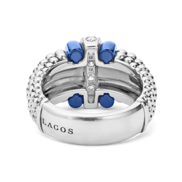 Lagos Blue Caviar Ceramic Caviar Beaded Diamond Ring 1