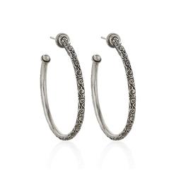 Konstantino Silver Engraved Hoop Earrings 0