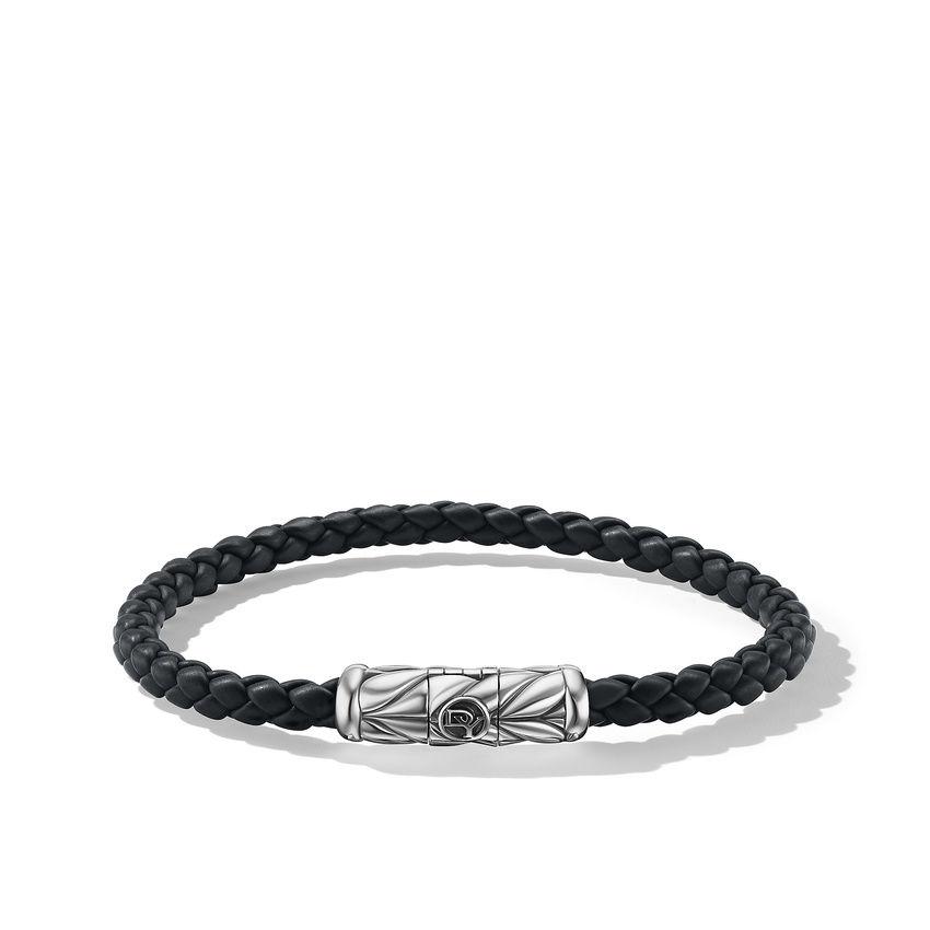 David Yurman Chevron Woven Rubber Bracelet in Black | Front View