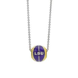LSU Yellow and Purple Basketball Necklace 0