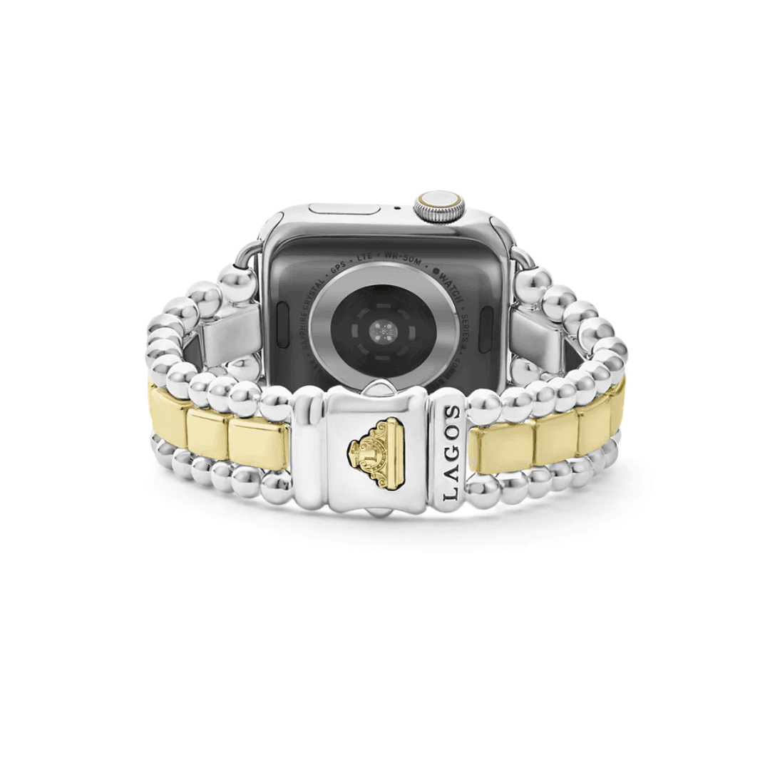 Lagos Smart Caviar Gold and Sterling Silver Single Diamond Watch Bracelet, 38mm- 45mm 0