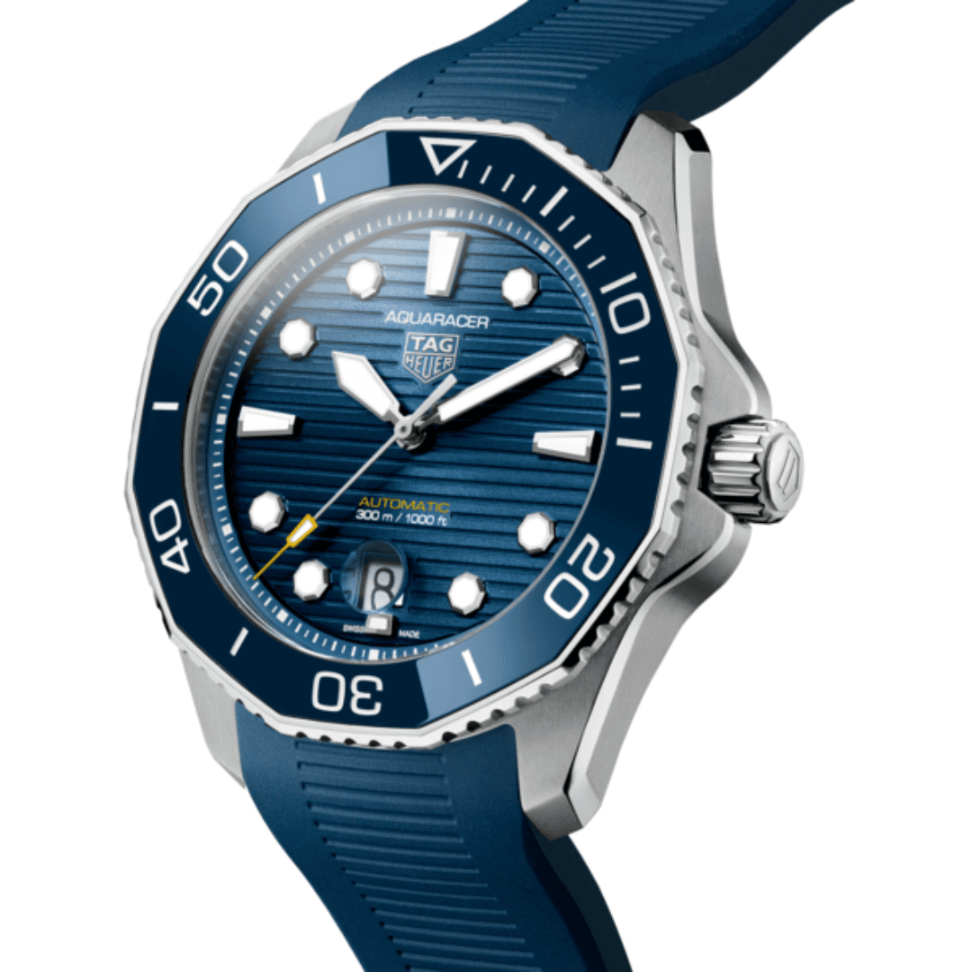 TAG Heuer Aquaracer Professional 300 Calibre 5 Automatic Watch with Blue Dial and Rubber Strap 1