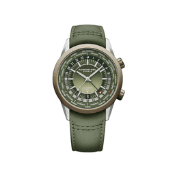 Raymond Weil Freelancer GMT Worldtimer Green Leather Watch, 41mm 0